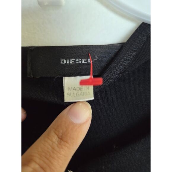 Diesel Black w/Silver Zipper Detail Cotton Jersey Knit Straigth Dress sz Medium - Picture 5 of 6